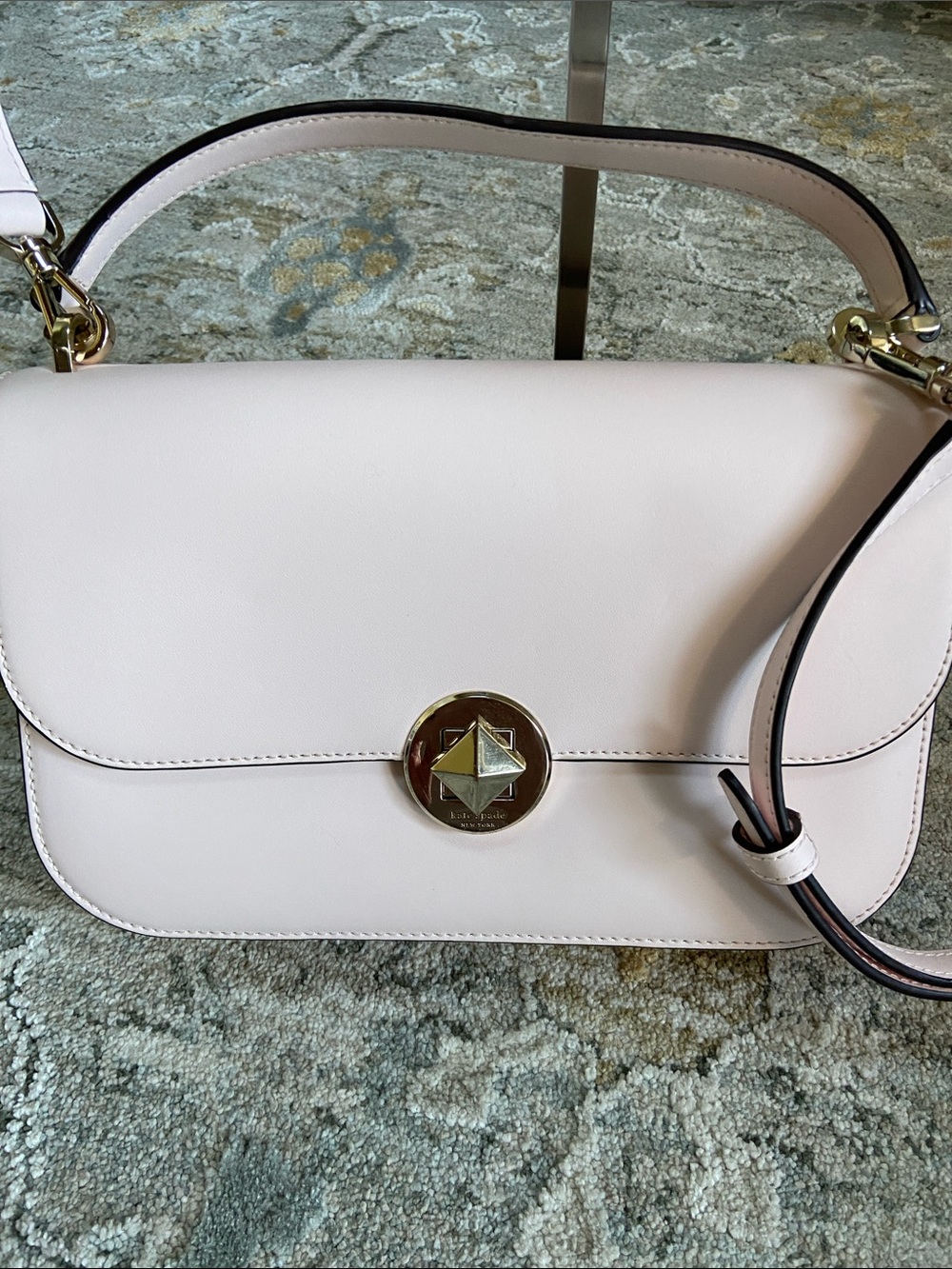 kate spade Pale Blush Audrey Flap Leather Crossbody with Gold-Tone Turn Lock